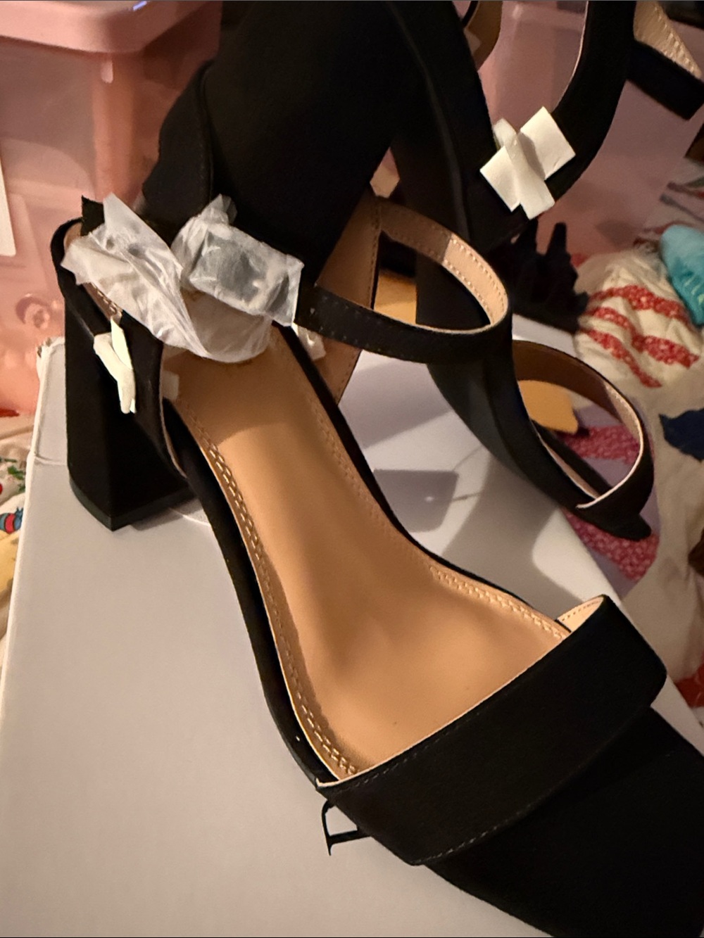 New in box Women’s 8.5 Black Ankle-Strap Block Heel 3.5” Sandals